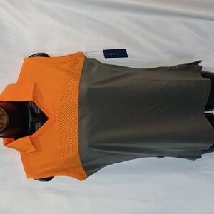 Fila Women’s NWT activewear gray top with orange strip block stripe